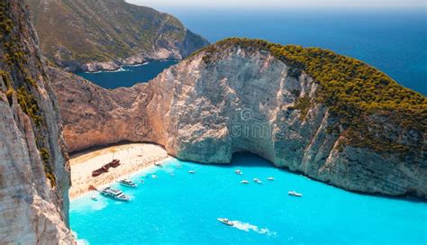 Ship Wreck Beach At Navagio Bay Greece Stock Photo Image Of Island