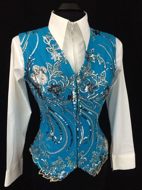 Turquoise And Silver Western Horse Show Vest By Elite Design Just