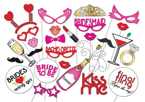 Bachelorette Party Photo Booth Props Set 26 Piece Printable Etsy
