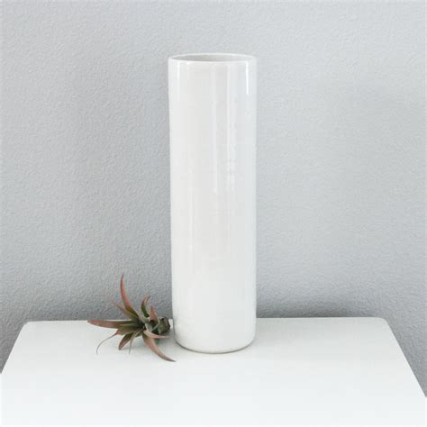 Tall White Pottery Vase Tall Cylinder Vase In White By Kimwestad