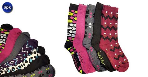 6 Pairs Nicole Miller Womens Crew Socks Assorted Colors