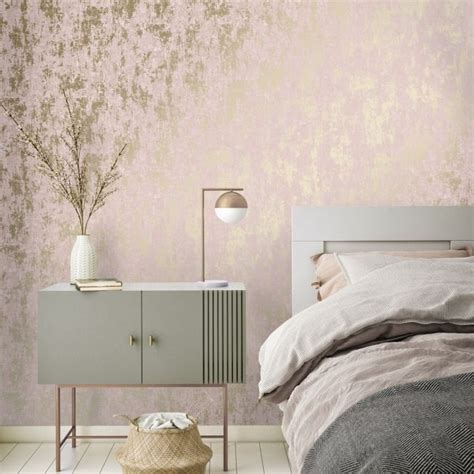 Milan Metallic Wallpaper Blush Pink Gold Metallic Wallpaper Bedroom