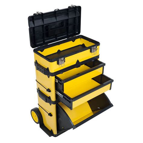 Stackable Rolling Tool Box Organizer With Telescopic Comfort Grip