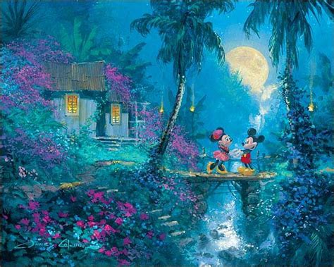 Mickey And Minnie Painting Thomas Kinkade Love Him Disney Fine Art