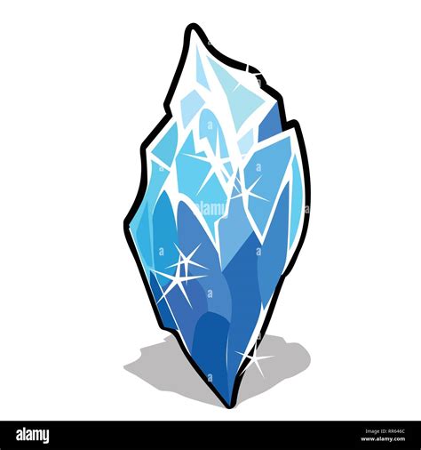 Ice Crystal Isolated On White Background Vector Cartoon Close Up