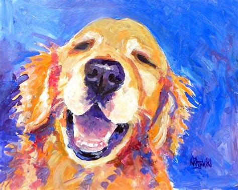 Golden Retriever Dog Art Print Of Original Acrylic Painting 8x10