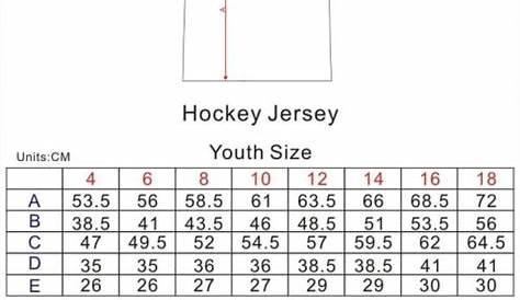 Youth Hockey Jersey Size Chart