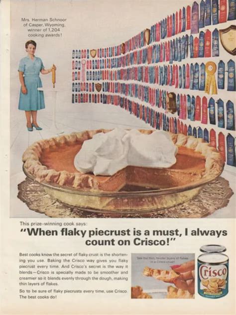 1964 Crisco Shortening Vintage Print Ad 1960s Flaky Piecrust Cooking
