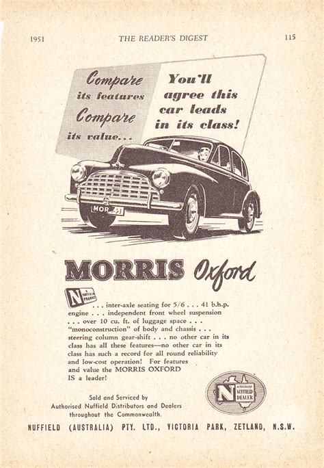 1951 Morris Oxford Nuffield Aussie Original Magazine Adver Flickr