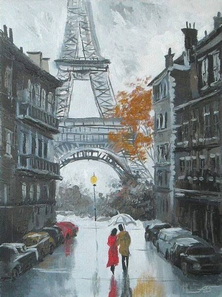 Paris In The Rain Eiffel Tower Painting Paris Painting Paris Art
