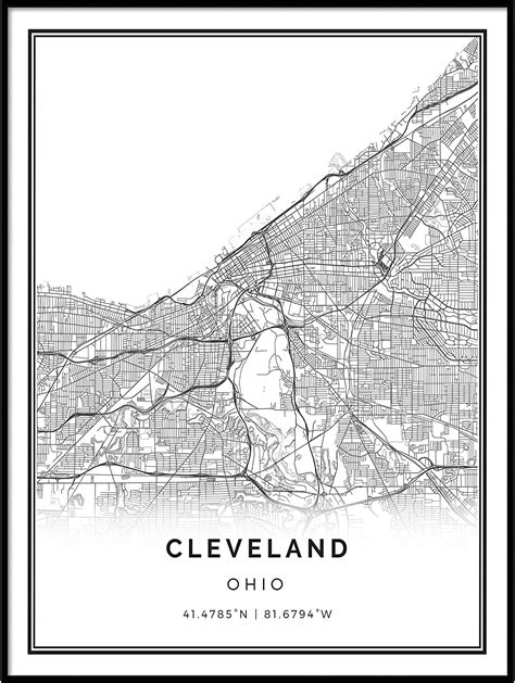 Mentor Ohio Oh Usa Map Poster Black White Hometown City Print Modern