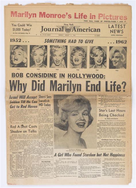 Lot Newspaper Reports The Death Of Marilyn Monroe