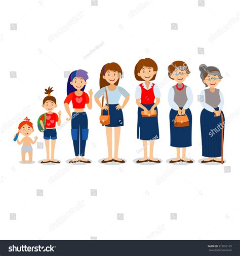 Generations Woman People Generations Different Ages Stock Vector