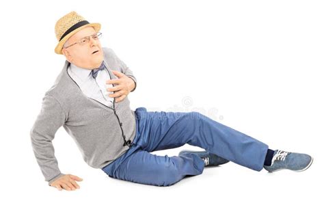 Middle Aged Gentleman Laying On The Ground Having A Heart Attack Stock Image Image 37359831