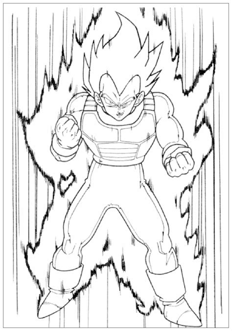 His body glove is purple and his vest has splashes of green. Vegeta Super Saiyajin - Dragon Ball Z Kids Coloring Pages
