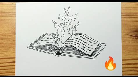 How To Draw Burning Book Youtube