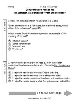 This about this question as you preview this selection. My Librarian is a Camel State Test Prep - 4th Grade ...