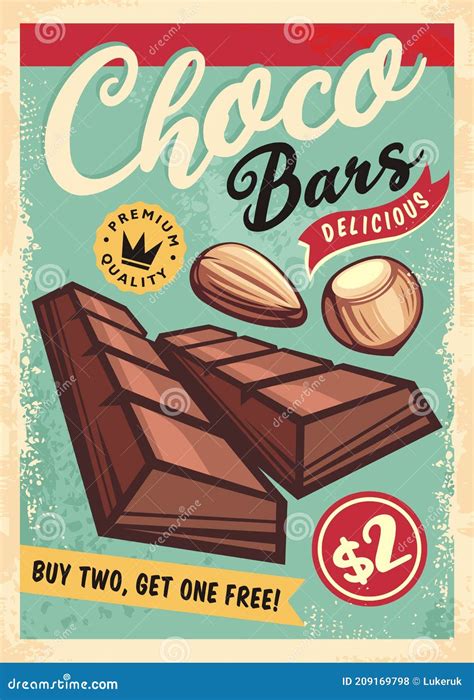 Chocolate Bars Retro Ad For Candy Store Stock Vector Illustration Of