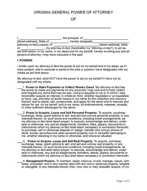 Free Virginia Power Of Attorney Forms 9 Types Pdf Word Eforms