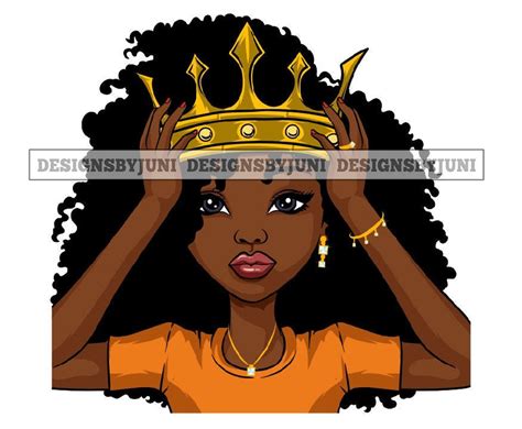Black Woman Queen Crown Royal King Gold Princess Beautiful Etsy