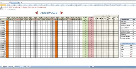 Excel Leave Management Template Absence Tracking