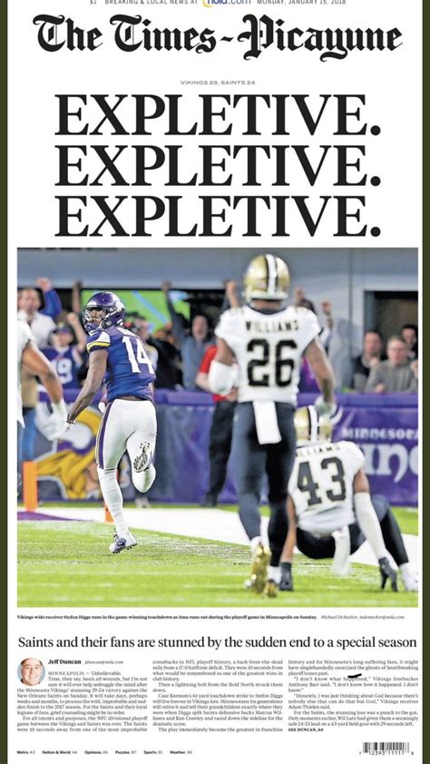 Front Page Of Todays New Orleans Times Picayune Adam Schefter Scoopnest