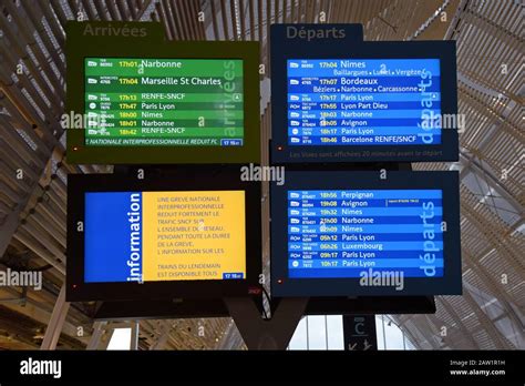 The Arrivals And Departures Display Board At Montpellier Saint Roch