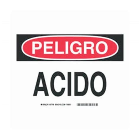 Brady Polyester Peligro Sign Acido Blackred On White Cold