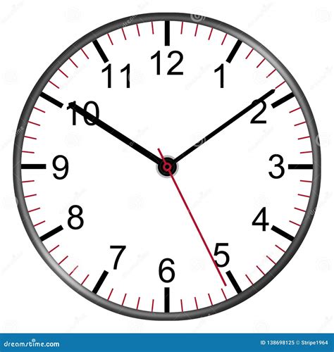 Clock Face With Numbers Illustration Second Minute Hour Hands Stock