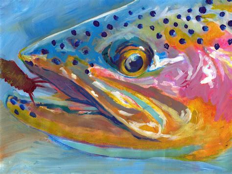 Four Rainbow Trout Abstract Art Prints Fly Fishing T Fly Etsy