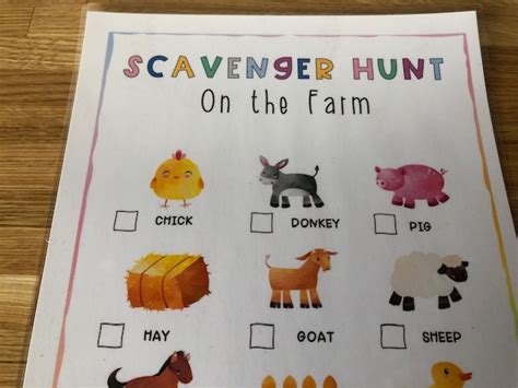 Farm Scavenger Hunt Printable Teaching Resources