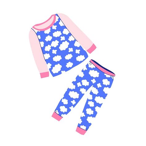 Premium Vector Cute Pajama Set For Girls Textile Nightwear For