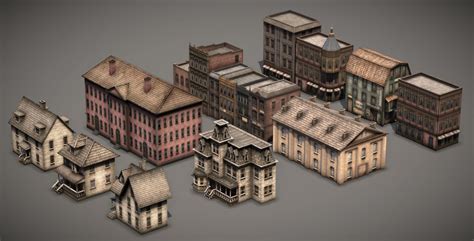 Victorian Old Style Low Poly Buildings Collection 3d Model 3d Model