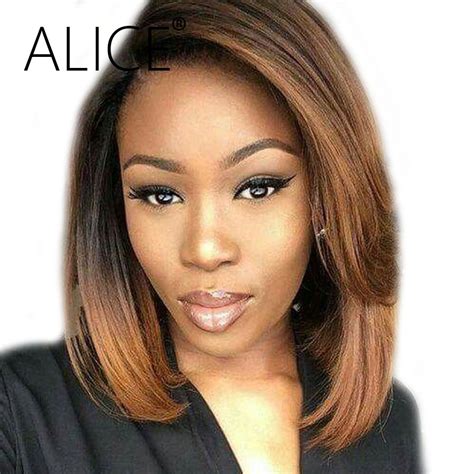 Aliexpress Com Buy Alice Human Hair Bob Wigs Brown Ombre Color Remy