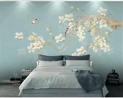 Fine Brushwork Magnolia Flower Wallpaper Wall Mural Etsy Wall
