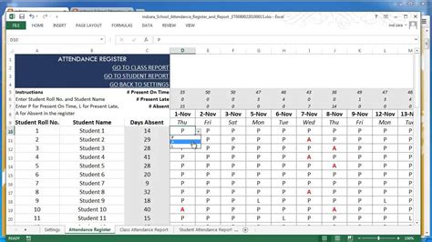 School Attendance Register And Report Excel Template V2