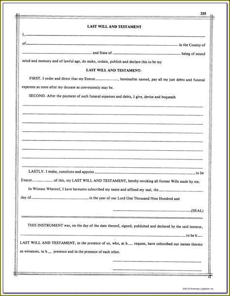 A copy last will and testament forms needs to be given to your physician to be saved in your file. Free Printable Last Will And Testament Forms Ontario ...