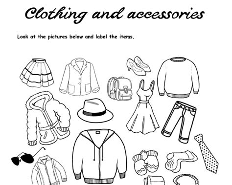 Clothing And Accessories Vocabulary Labeling Worksheet Free