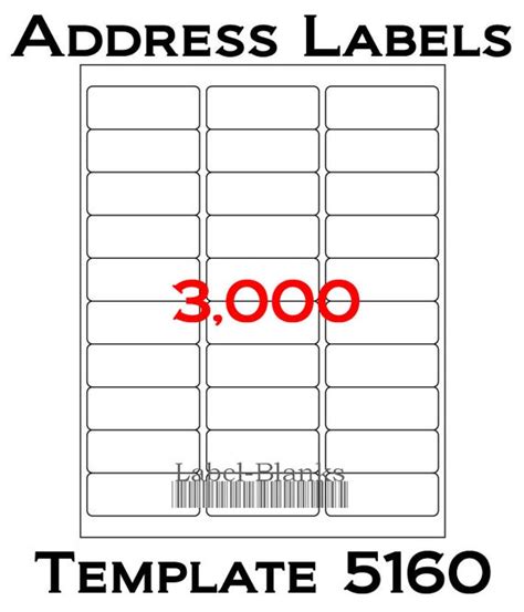 Download awesome staples label templates 5160 docs template staples name free download. 3000 Laser / Ink Jet Labels - 100 Sheets - 1" x 2 5/8" - Avery Template 5160 - Blank White ...