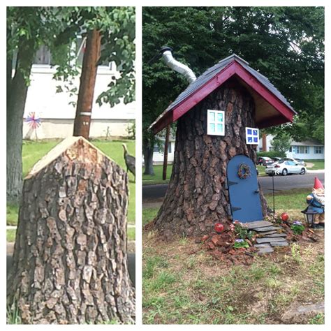 Fairy Tree Stump House Before And After Fairy Tree Houses Fairy