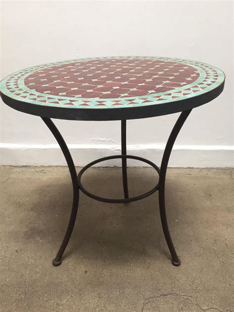 Moroccan Round Mosaic Tile Bistro Table Indoor Or Outdoor At 1stdibs