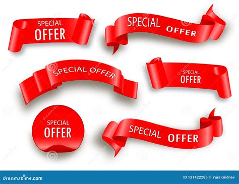 New Offer Ribbon Vector Banner Red Promotion Label Bew Offer Price Tag