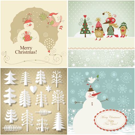 Decorative Vintage Christmas Cards Vector Free Stock Vector Art