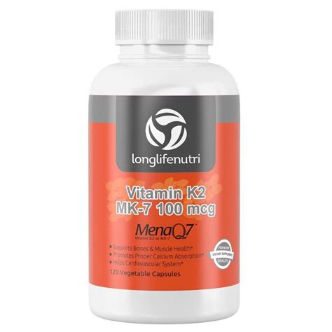Vitamin K2 MK7 100 Mcg with MenaQ7 | 120 Vegetarian ...