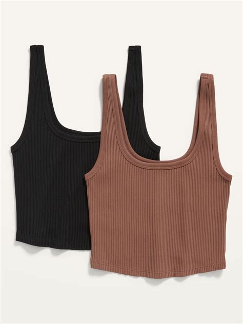 Fitted Ultra Cropped Rib Knit Tank Top 2 Pack For Women Old Navy