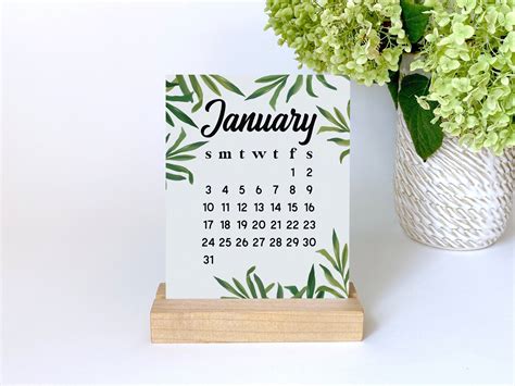 Desk Calendar 2021 Illustrated Botanical Calendar Greenery Etsy