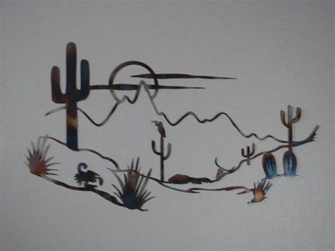 Southwestern Mountain Desert Metal Art Wall Sculpture Etsy Metal