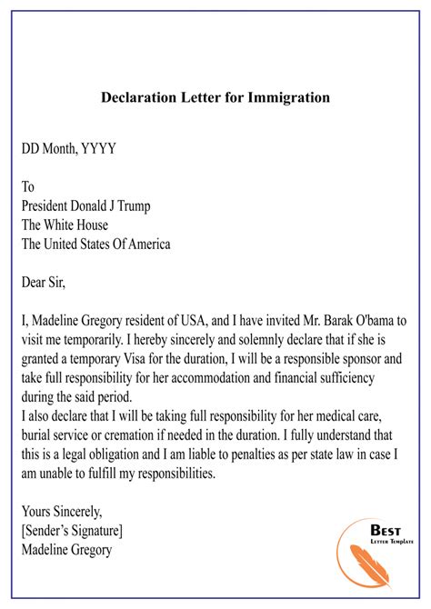 4 Free Declaration Letter Template Format Sample And Example