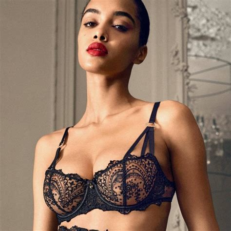 Ecrin Noir Black Swiss Embroidered Half Cup Bra For Her From The Luxe Company Uk