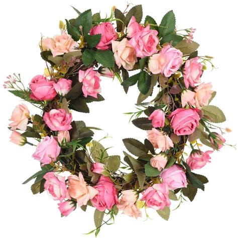 Coolmade 13 Artificial Rose Flower Wreath Handmade Fake Rose Door